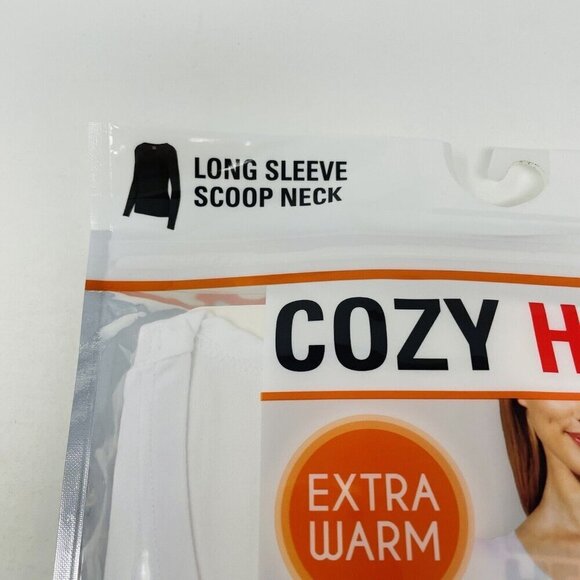 32 Degrees Cozy Heat Womens Size Large Scoop Neck Long-Sleeve Top in White 225 - Picture 3 of 8